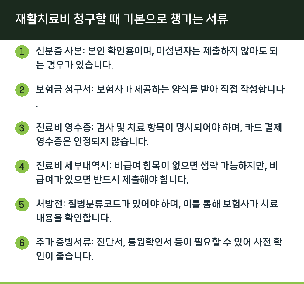 재활치료비 청구할 때 기본으로 챙기는 서류
