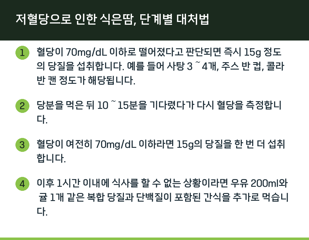 저혈당으로 인한 식은땀, 단계별 대처법