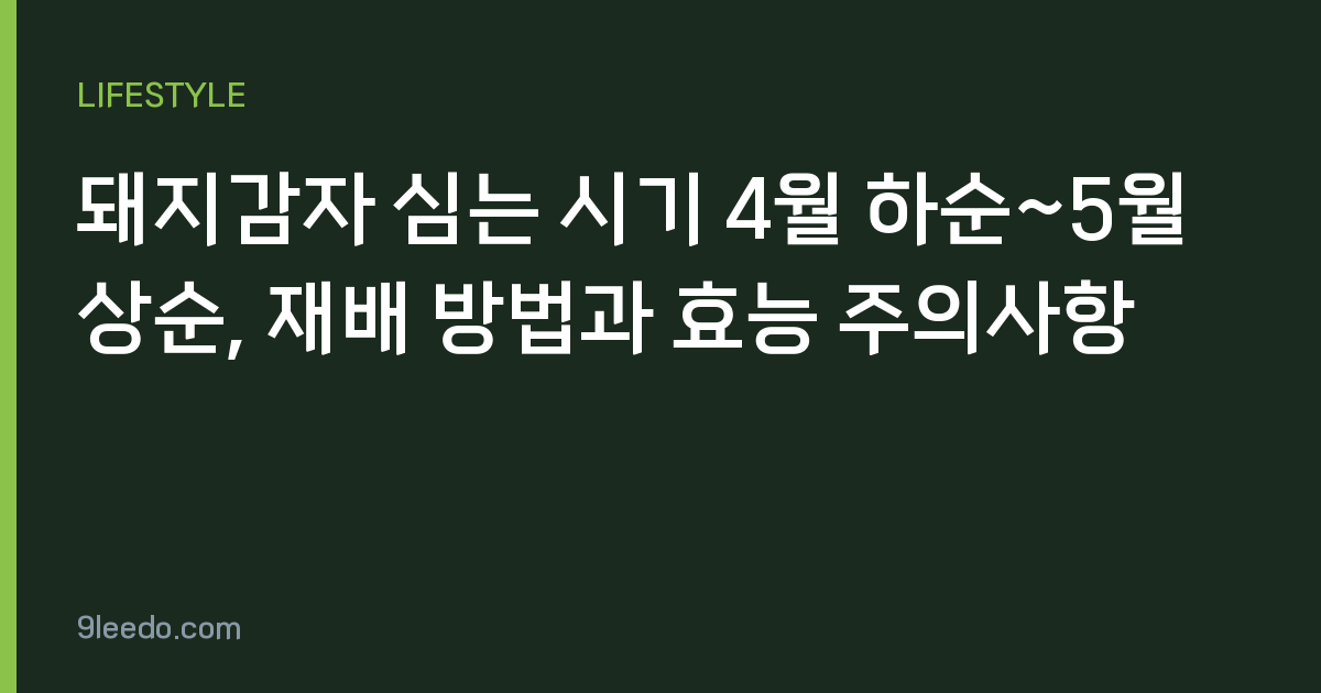 돼지감자 심는 시기 4월 하순~5월 상순, 재배 방법과 효능 주의사항