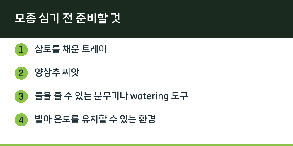 모종 심기 전 준비할 것