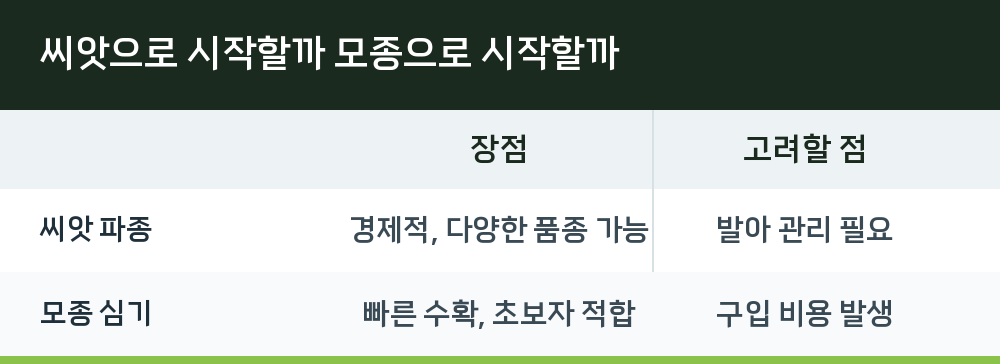 씨앗으로 시작할까 모종으로 시작할까