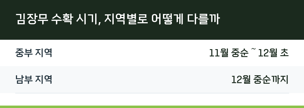 김장무 수확 시기, 지역별로 어떻게 다를까