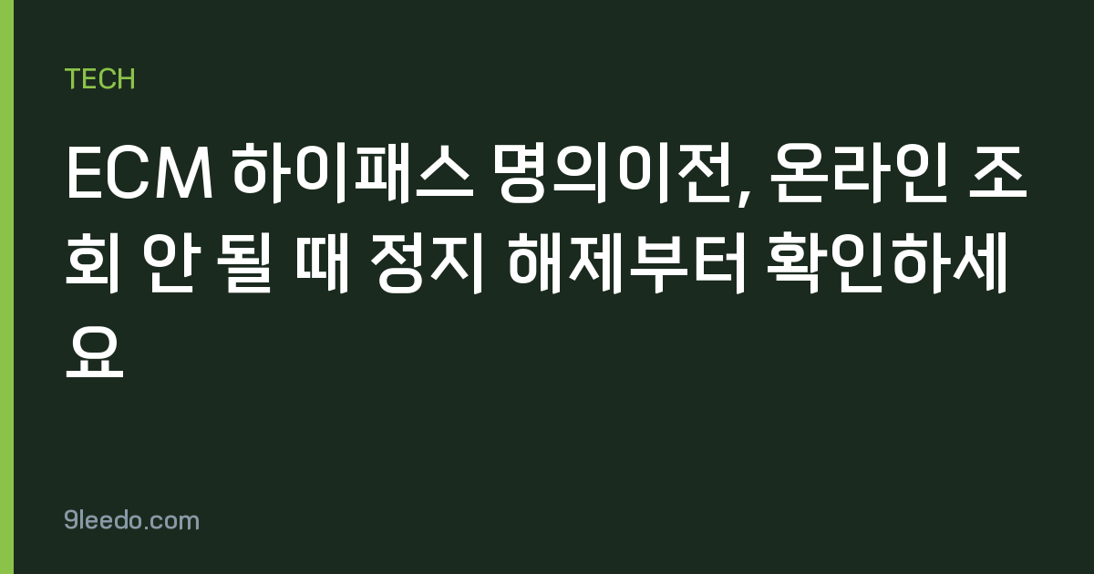 ECM 하이패스 명의이전, 온라인 조회 안 될 때 정지 해제부터 확인하세요