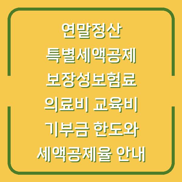 연말정산 특별세액공제 보장성보험료 의료비 교육비 기부금 한도와 세액공제율 안내