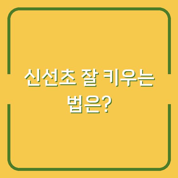 신선초 잘 키우는 법은?