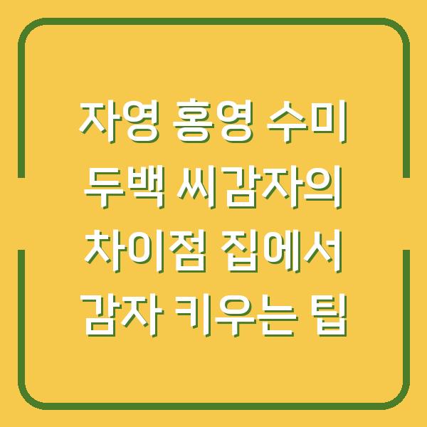 자영 홍영 수미 두백 씨감자의 차이점 집에서 감자 키우는 팁