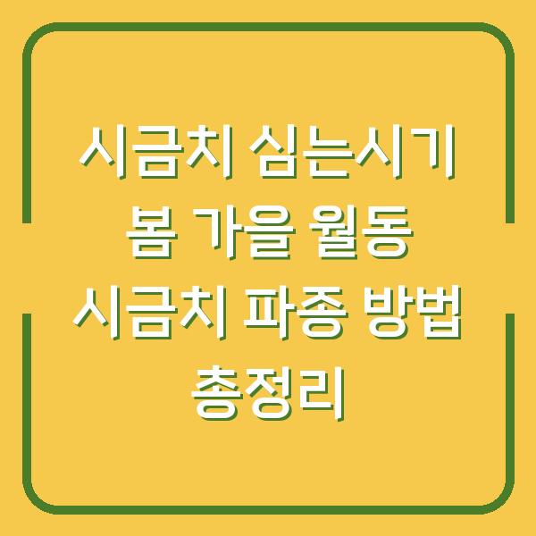 시금치 심는시기 봄 가을 월동 시금치 파종 방법 총정리