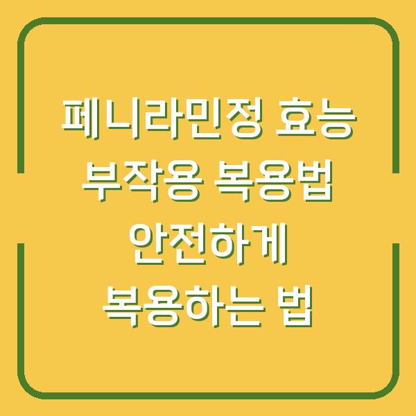 페니라민정 효능 부작용 복용법 안전하게 복용하는 법