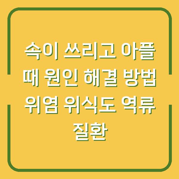 속이 쓰리고 아플 때 원인 해결 방법 위염 위식도 역류 질환