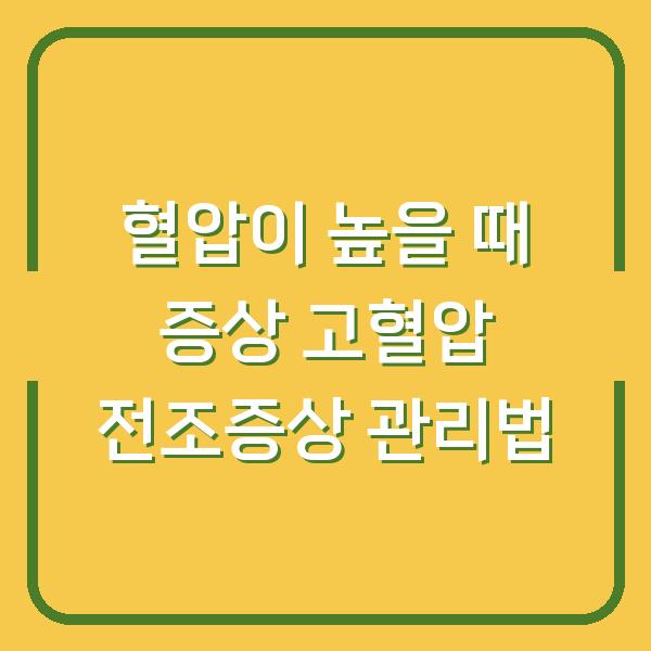 혈압이 높을 때 증상 고혈압 전조증상 관리법