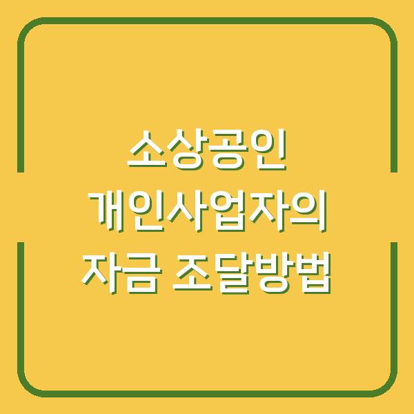 소상공인 개인사업자의 자금 조달방법