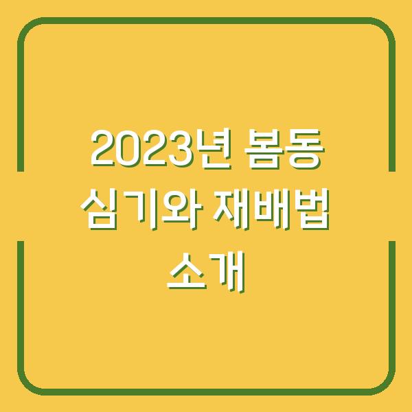 2023년 봄동 심기와 재배법 소개