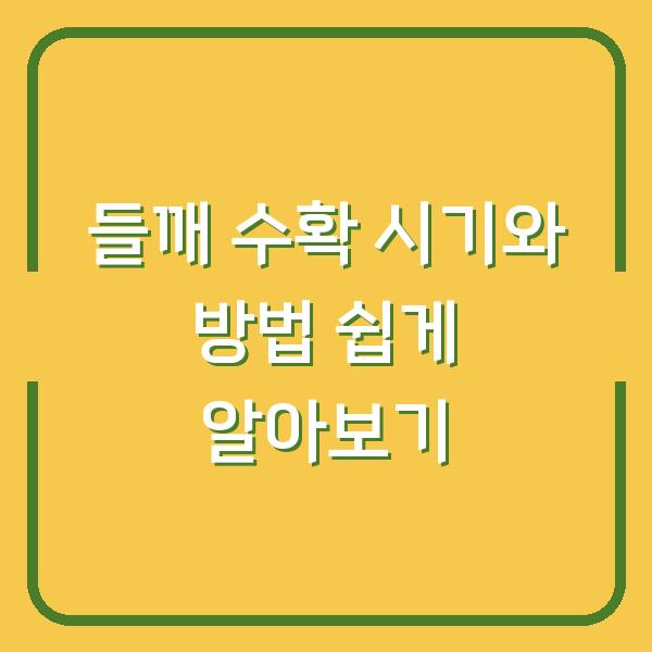 들깨 수확 시기와 방법 쉽게 알아보기