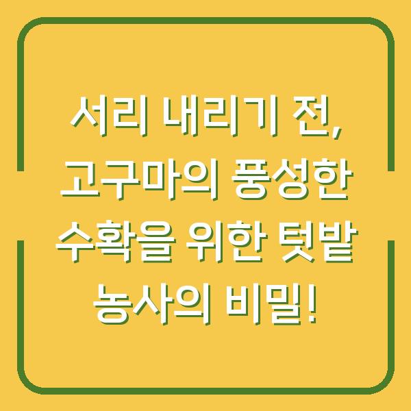 서리 내리기 전, 고구마의 풍성한 수확을 위한 텃밭 농사의 비밀!