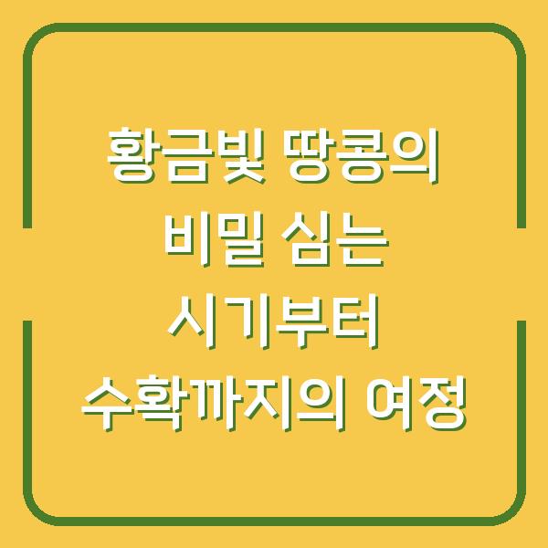 황금빛 땅콩의 비밀 심는 시기부터 수확까지의 여정