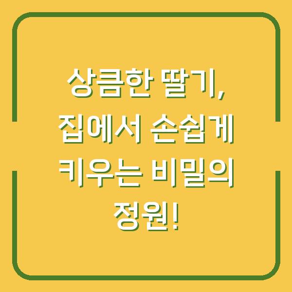 상큼한 딸기, 집에서 손쉽게 키우는 비밀의 정원!