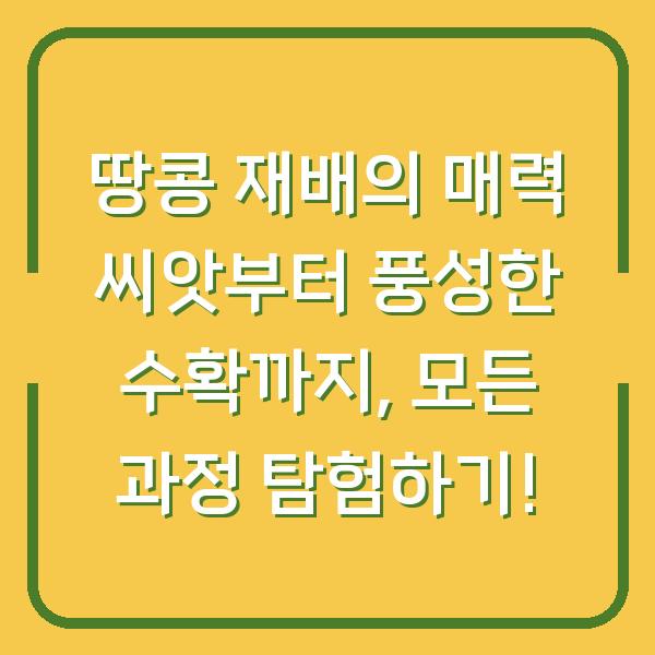 땅콩 재배의 매력 씨앗부터 풍성한 수확까지, 모든 과정 탐험하기!