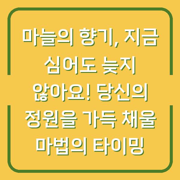 마늘의 향기, 지금 심어도 늦지 않아요! 당신의 정원을 가득 채울 마법의 타이밍