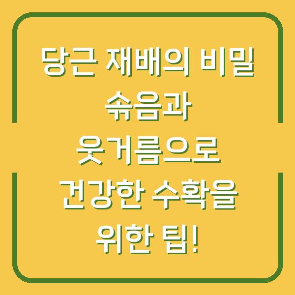 당근 재배의 비밀 솎음과 웃거름으로 건강한 수확을 위한 팁!