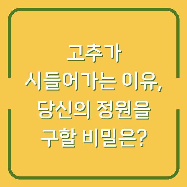 고추가 시들어가는 이유, 당신의 정원을 구할 비밀은?