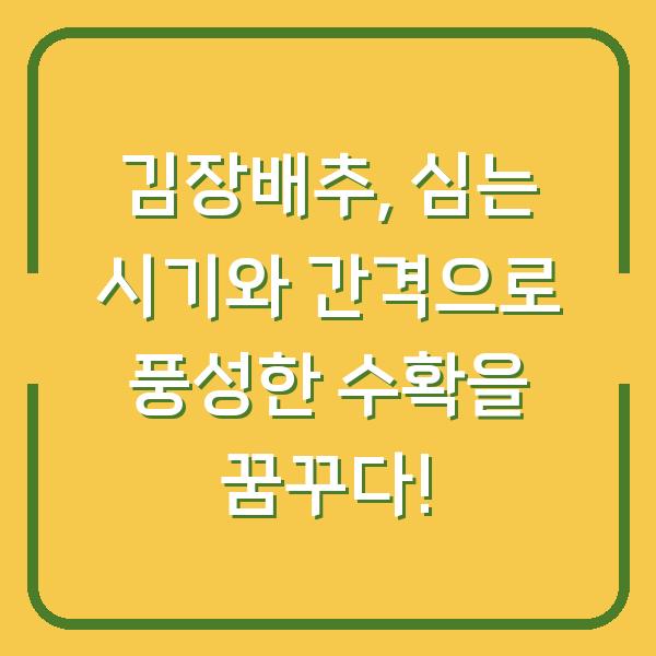 김장배추, 심는 시기와 간격으로 풍성한 수확을 꿈꾸다!
