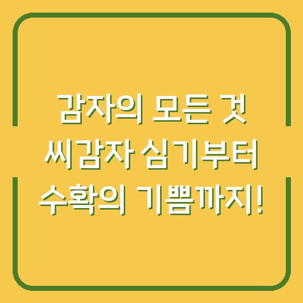 감자의 모든 것 씨감자 심기부터 수확의 기쁨까지!