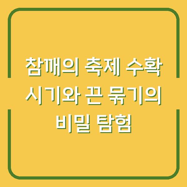 참깨의 축제 수확 시기와 끈 묶기의 비밀 탐험