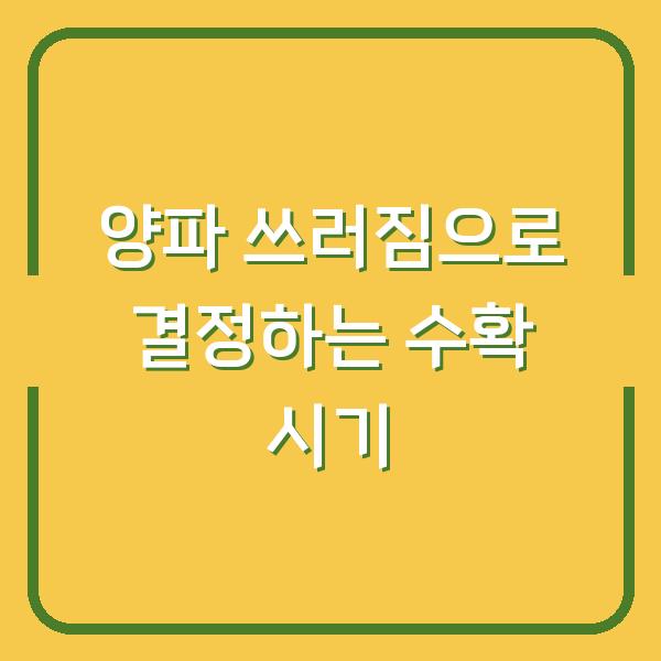 양파 쓰러짐으로 결정하는 수확 시기