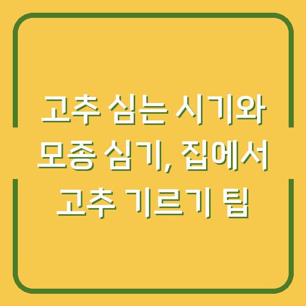 고추 심는 시기와 모종 심기, 집에서 고추 기르기 팁