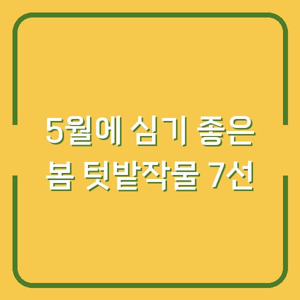 5월에 심기 좋은 봄 텃밭작물 7선