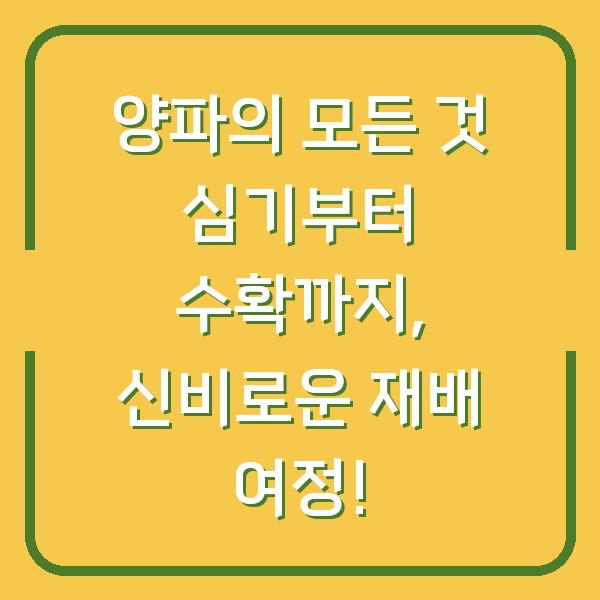 양파의 모든 것 심기부터 수확까지, 신비로운 재배 여정!