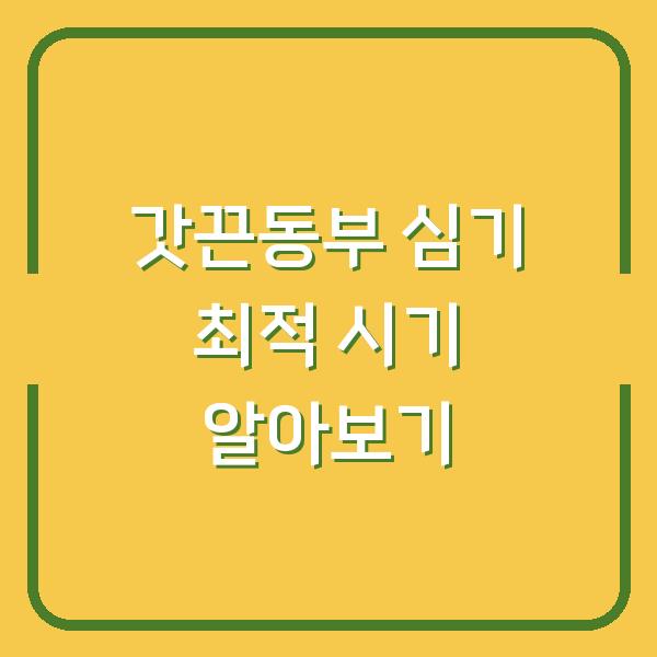 갓끈동부 심기 최적 시기 알아보기
