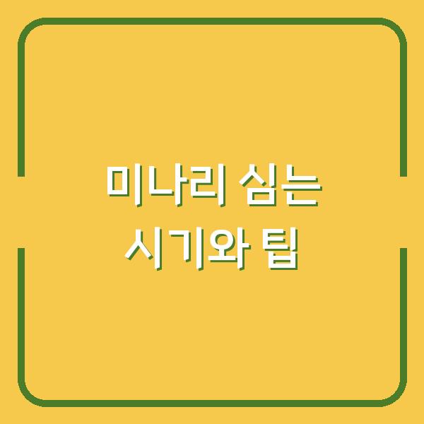 미나리 심는 시기와 팁
