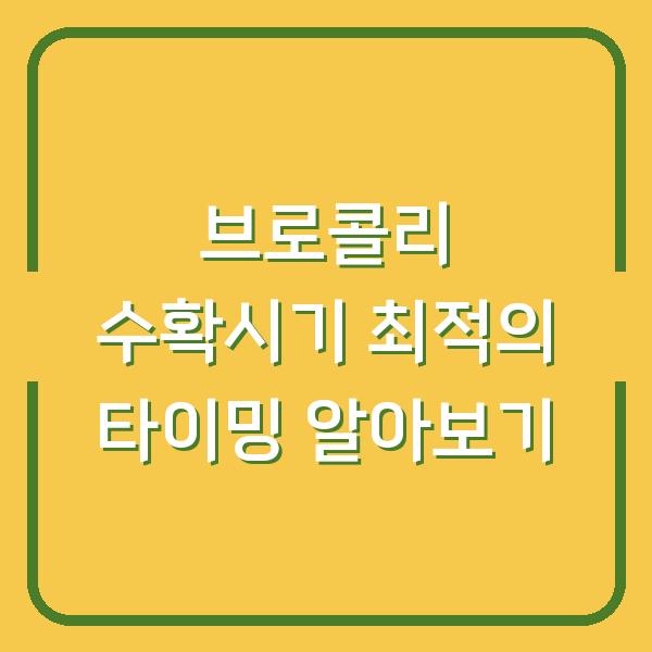 브로콜리 수확시기 최적의 타이밍 알아보기