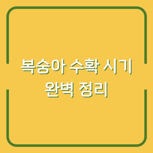 복숭아 수확 시기 완벽 정리