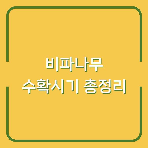 비파나무 수확시기 총정리