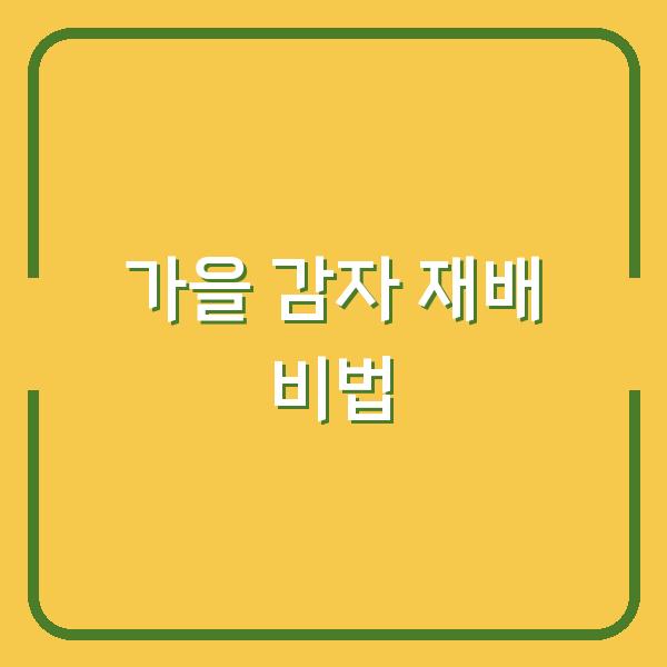 가을 감자 재배 비법