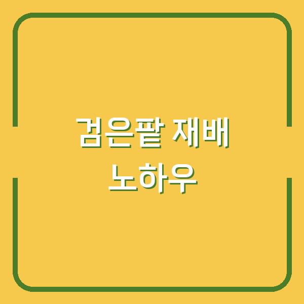 검은팥 재배 노하우