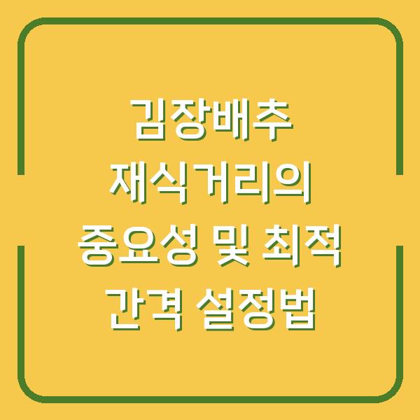 김장배추 재식거리의 중요성 및 최적 간격 설정법