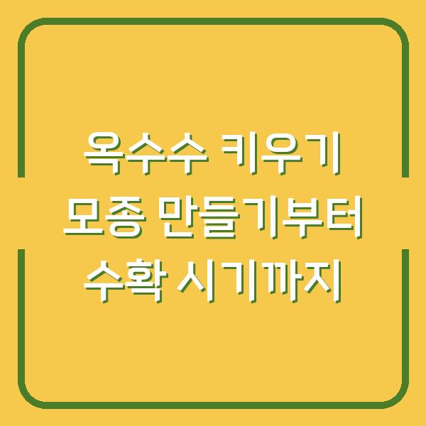 옥수수 키우기 모종 만들기부터 수확 시기까지