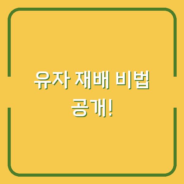 유자 재배 비법 공개!