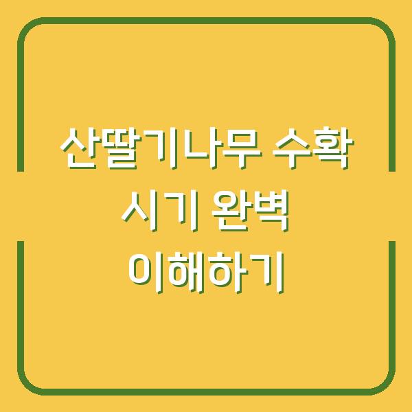 산딸기나무 수확 시기 완벽 이해하기