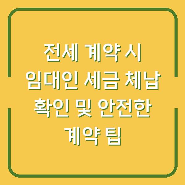 전세 계약 시 임대인 세금 체납 확인 및 안전한 계약 팁