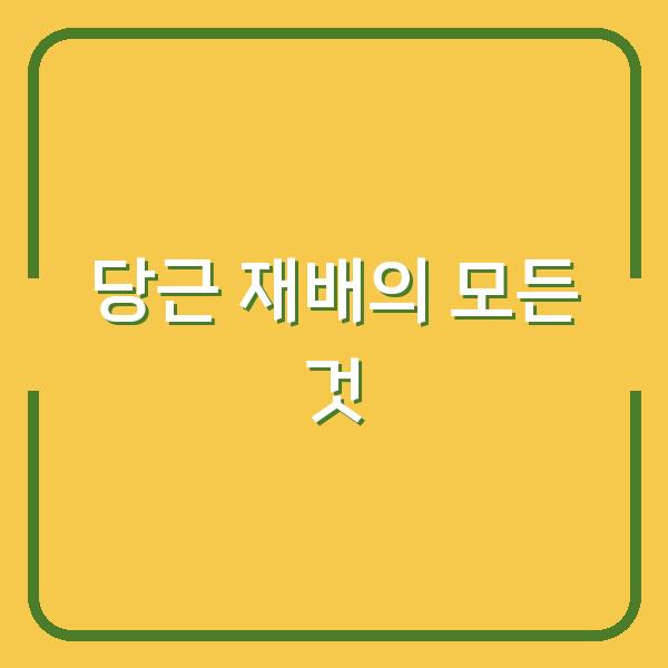 당근 재배의 모든 것