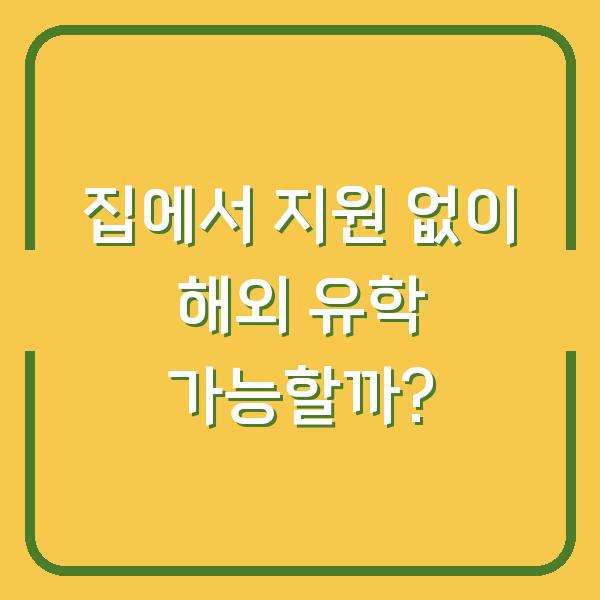 집에서 지원 없이 해외 유학 가능할까?