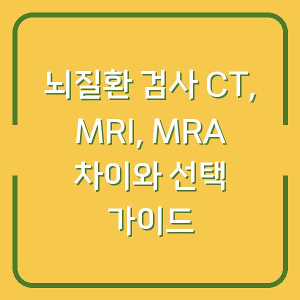 뇌질환 검사 CT, MRI, MRA 차이와 선택 가이드
