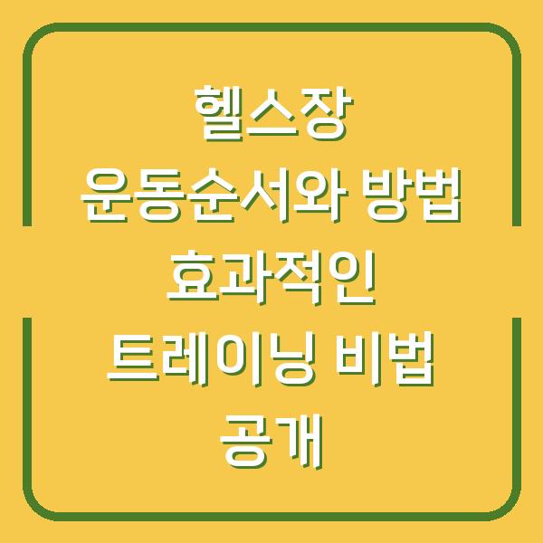 헬스장 운동순서와 방법 효과적인 트레이닝 비법 공개