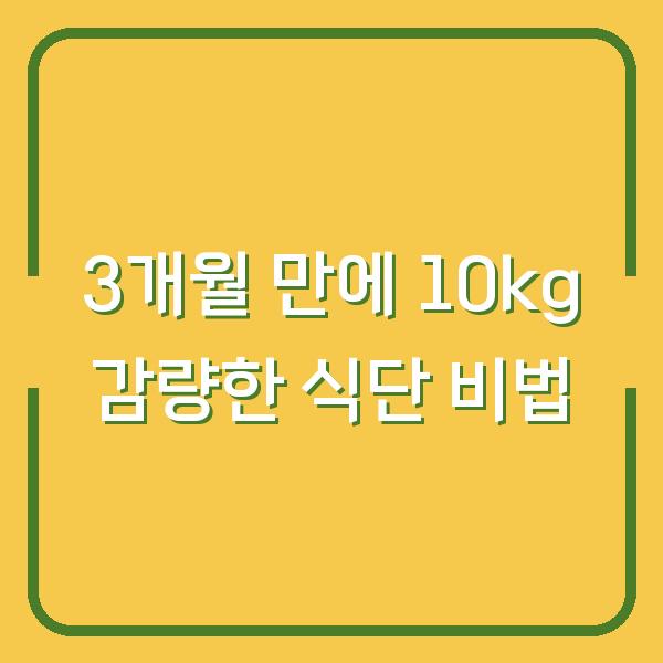 3개월 만에 10kg 감량한 식단 비법