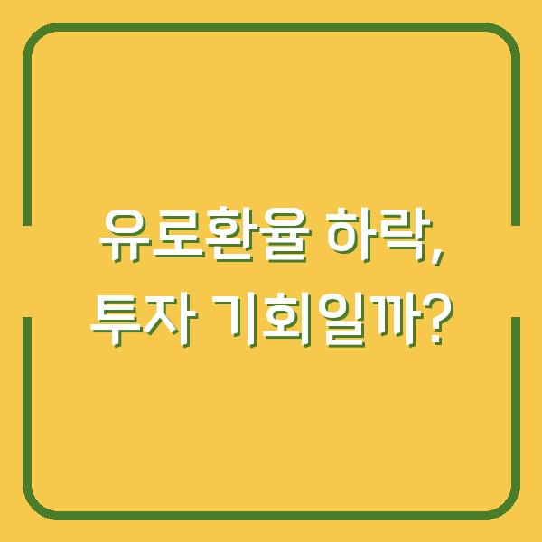 유로환율 하락, 투자 기회일까?