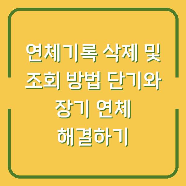 연체기록 삭제 및 조회 방법 단기와 장기 연체 해결하기